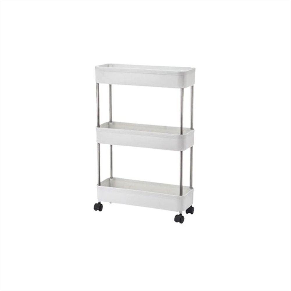 ARZARF Fruit and Vegetable Storage Cart 3/4 Tier Storage Cart Mobile Storage Rack Shelving Unit Kitchen Cutlery Organizer Plastic Shelf Storage Cart Vegetable Basket Bins Rack (Size : L)