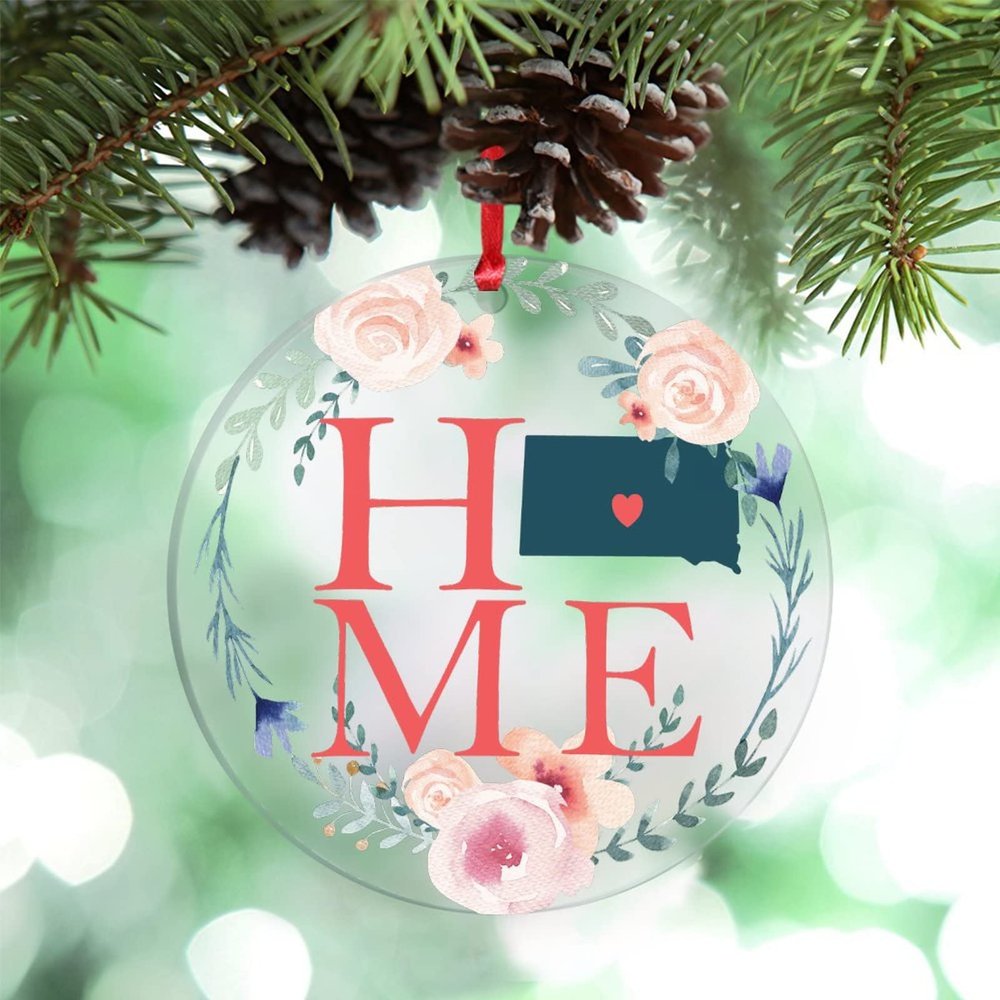 Rose Wreath Decoration Christmas Ornaments Home State South Dakota America State Personalized Christmas Ornaments 2022 Christmas Tree Ornaments Country City Souvenir Christmas New Year Gifts