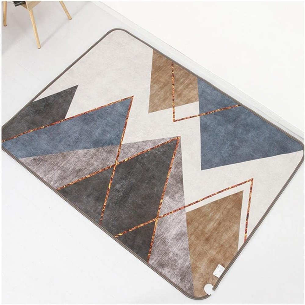 VNABO Carbon Crystal Heated Area Rug Adjustable Warming Heated Floor Mat Living Room Electric Heating Rug Retro Style Heated Carpet