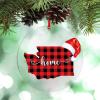 Buffalo Plaid Map Christmas Hat Christmas Ornaments 2022 Washington State Christmas Decorations for Tree Sweet Home Acrylic Personalized Christmas Ornaments Christmas Keepsake Long Distance Xmas Gift view 1