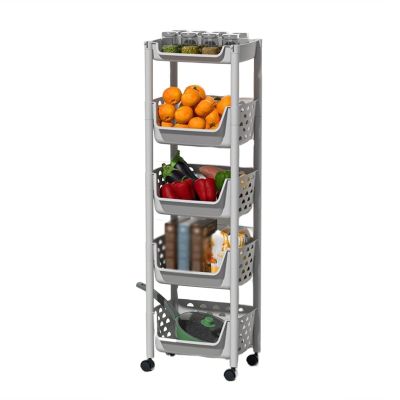 Fruit and Vegetable Storage Cart Kitchen Vegetable Basket Rack Floor-to-ceiling Multi-layer Vegetable Fruit and Vegetable Toy Storage Cabinet Bathroom Organizer Vegetable Basket Bins Rack ( Color : C-