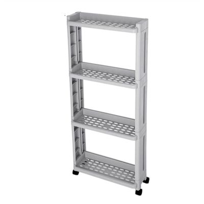 ARZARF Fruit and Vegetable Storage Cart Kitchen Storage Rack On Wheels 2/3/4 Tier Narrow Slotted Shelf Fridge Side Shelves Swivel Kitchen Spice Rack Vegetable Basket Bins Rack (Color : 1)