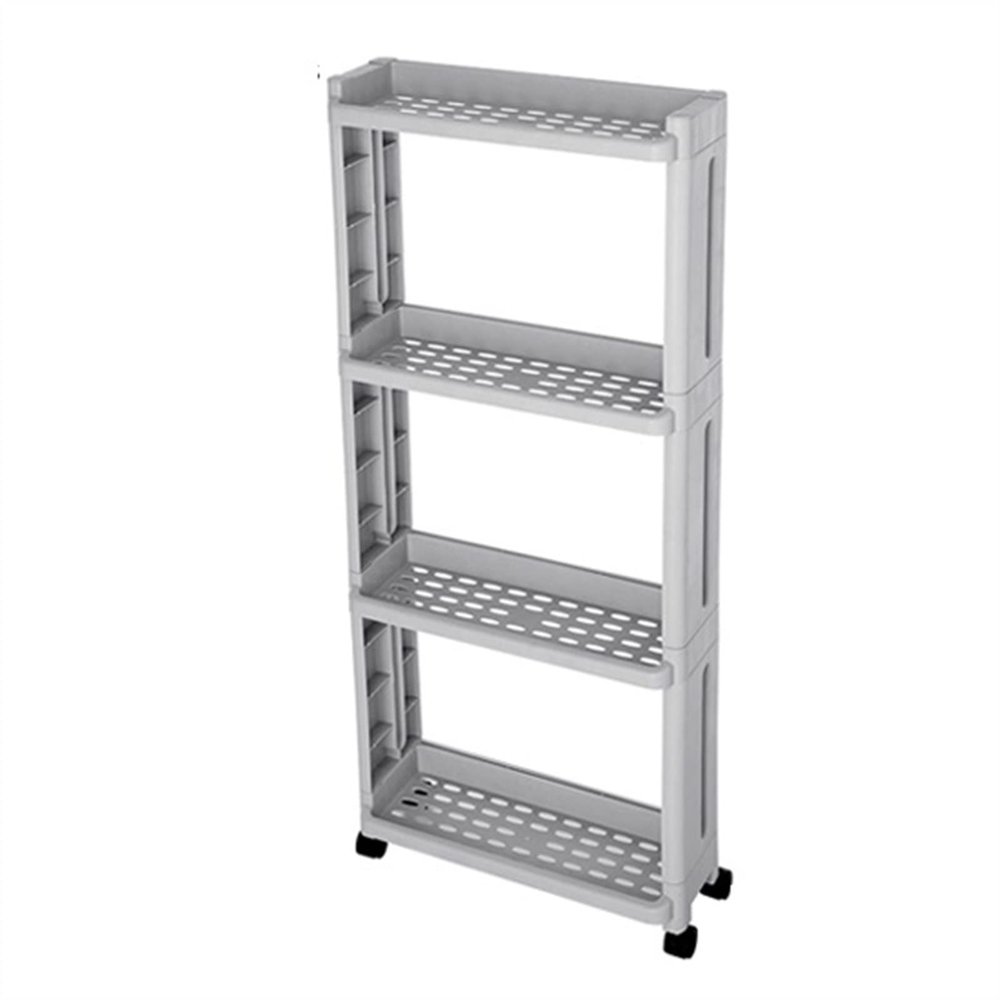 ARZARF Fruit and Vegetable Storage Cart Kitchen Storage Rack On Wheels 2/3/4 Tier Narrow Slotted Shelf Fridge Side Shelves Swivel Kitchen Spice Rack Vegetable Basket Bins Rack (Color : 1)