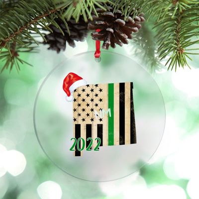 Green Striped Flag Christmas Ornaments New Mexico America State Personalized Christmas Ornaments 2022 Christmas Tree Ornaments City Souvenir Holiday Christmas Keepsake New Year Gifts