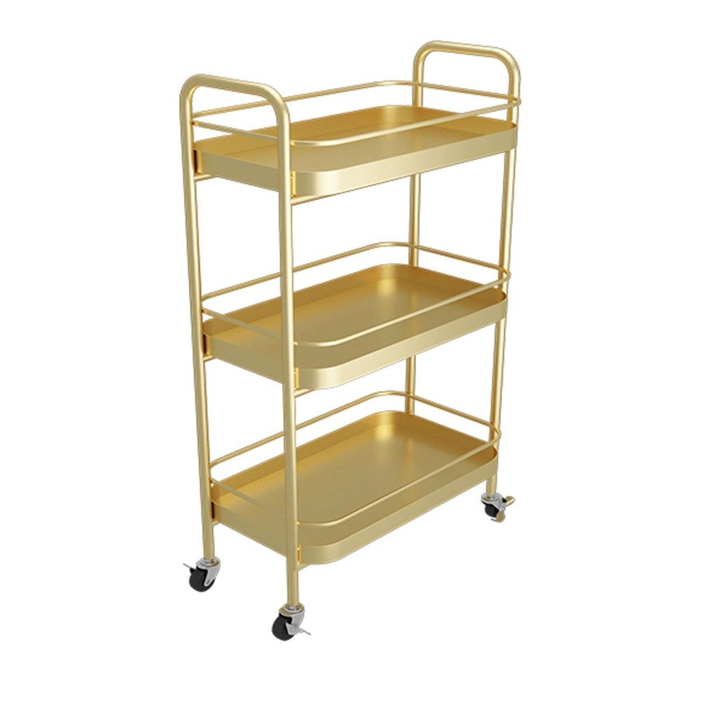 ARZARF Fruit and Vegetable Storage Cart Kitchen Removable Shelf Home 3 Tier Cutlery and Condiment Trolley Floor Storage Shelf with Wheel Organizer Vegetable Basket Bins Rack