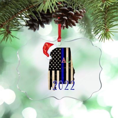 American Christmas Ornaments Navy Striped Flag Ornaments for Christmas Trees Home State Personalized Christmas Ornaments 2022 City Souvenir Holiday Christmas Keepsake Xchange Long Distance Gift