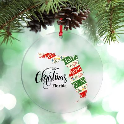 Florida USA State Christmas Ornaments 2022 Sweet Home Christmas Decorations for Tree Merry Christmas Country City Souvenir Acrylic Personalized Christmas Ornaments Christmas Keepsake Xmas Gift