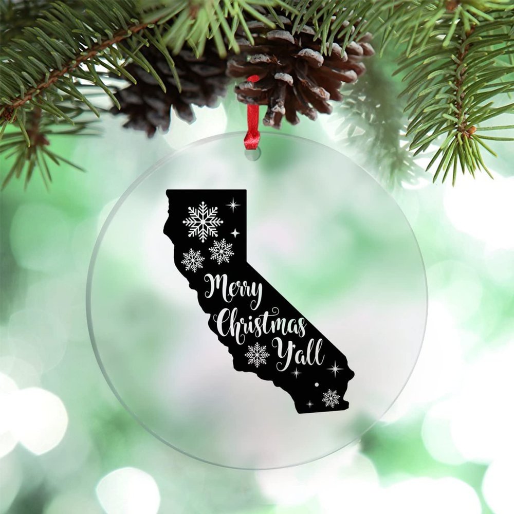 Merry Christmas Y'all Snowflake Decoration Christmas Ornaments California Home State Christmas Tree Ornaments Personalized Christmas Ornaments 2022 Country Christmas Keepsake Xchange Gift
