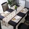 Brown Coffee Gnomes Table Runner with Placemats Set of 2, Cotton Linen Kitchen Dining Mats Long Table Cover 13"x90" Rustic Farmhouse Plaid Winter Snowflake Table Mats for Living Room/Dresser/Dining view 2