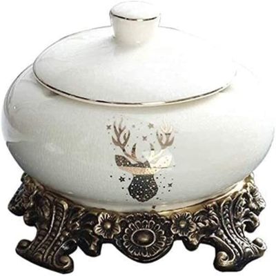TATSEN Modern Ceramic Fancy Ashtray Ashtray with Lid Disc-Shaped Anti-Falling and Deodorizing Garden Ashtray Ashtray Used for Interior and Living Room Decorations