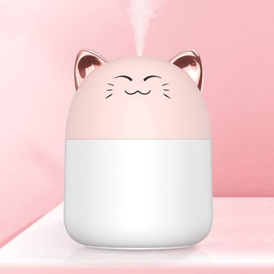 REJOON humidifier New Desktop Humidifier with Colorful Atmosphere Light 250ml Capacity Cool Mist Aroma Diffuser Home Bedroom Humidifier Purifier Pink Tiger (Color : PinkCat)