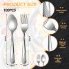 200 Pcs Dinner Forks and Spoons Silverware Set Heavy Duty Stainless Steel Flatware Cutlery Metal Included 100 6.7 Inch Forks and 100 6.7 Inch Spoons, Mirror Polished, Dishwasher Safe view 2