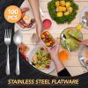 200 Pcs Dinner Forks and Spoons Silverware Set Heavy Duty Stainless Steel Flatware Cutlery Metal Included 100 6.7 Inch Forks and 100 6.7 Inch Spoons, Mirror Polished, Dishwasher Safe view 4