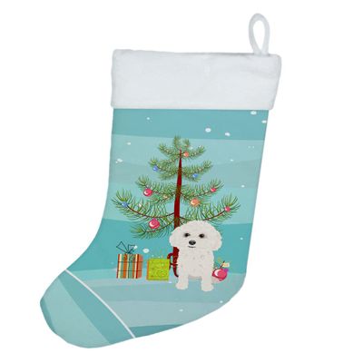 Caroline's Treasures WDK3131CS Poodle Toy White Christmas Christmas Stocking Fireplace Hanging Stockings Christmas Season Party Decor Family Holiday Decorations