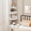 Homode Floating Corner Shelves, Set of 3 Wood Corner Wall Shelves with Wire Hole, 12 Inch Deep Hanging Corner Display Shelf for Living Room, Kitchen, Bedroom, White view 2