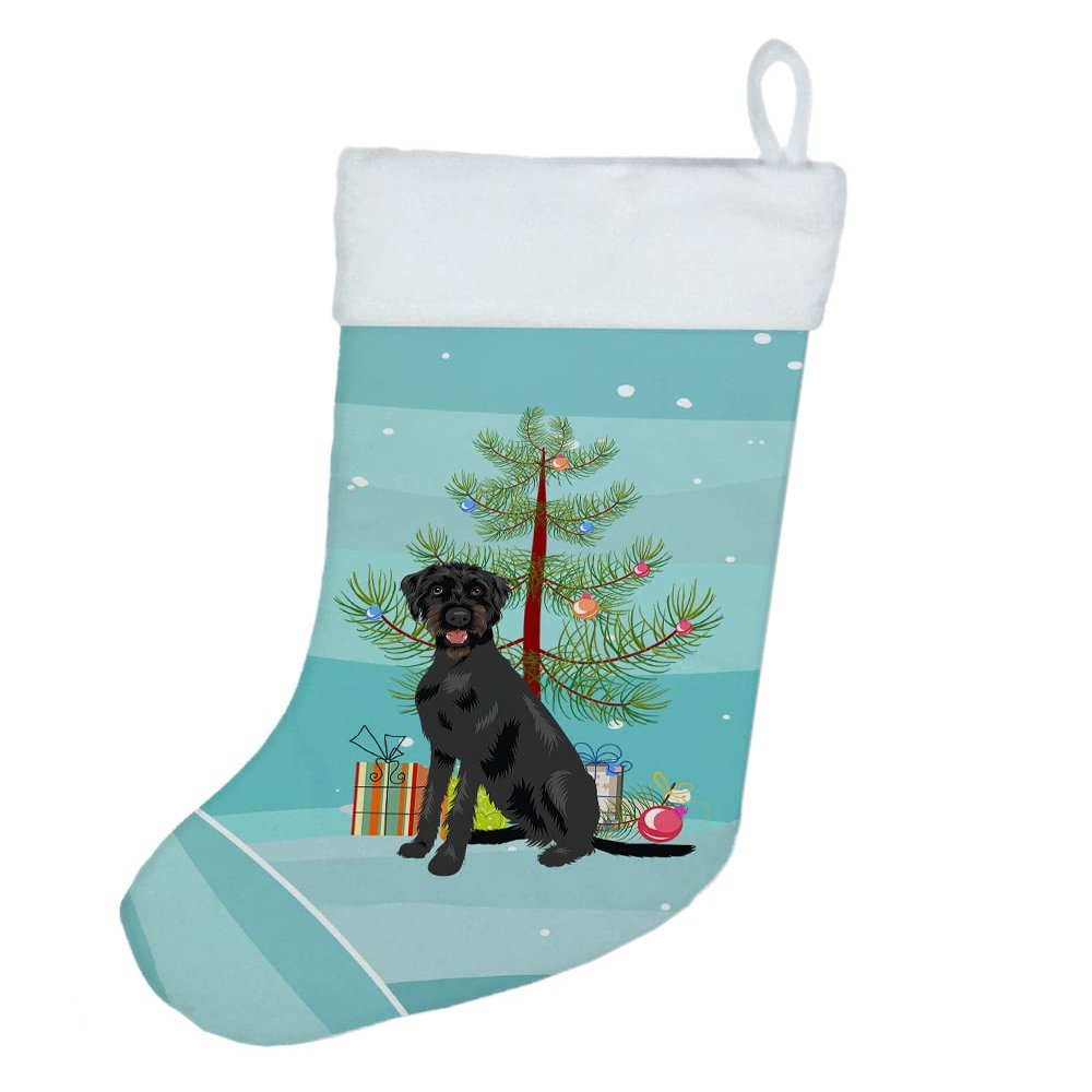Caroline's Treasures WDK3005CS Doodle Black and Tan Christmas Christmas Stocking Fireplace Hanging Stockings Christmas Season Party Decor Family Holiday Decorations