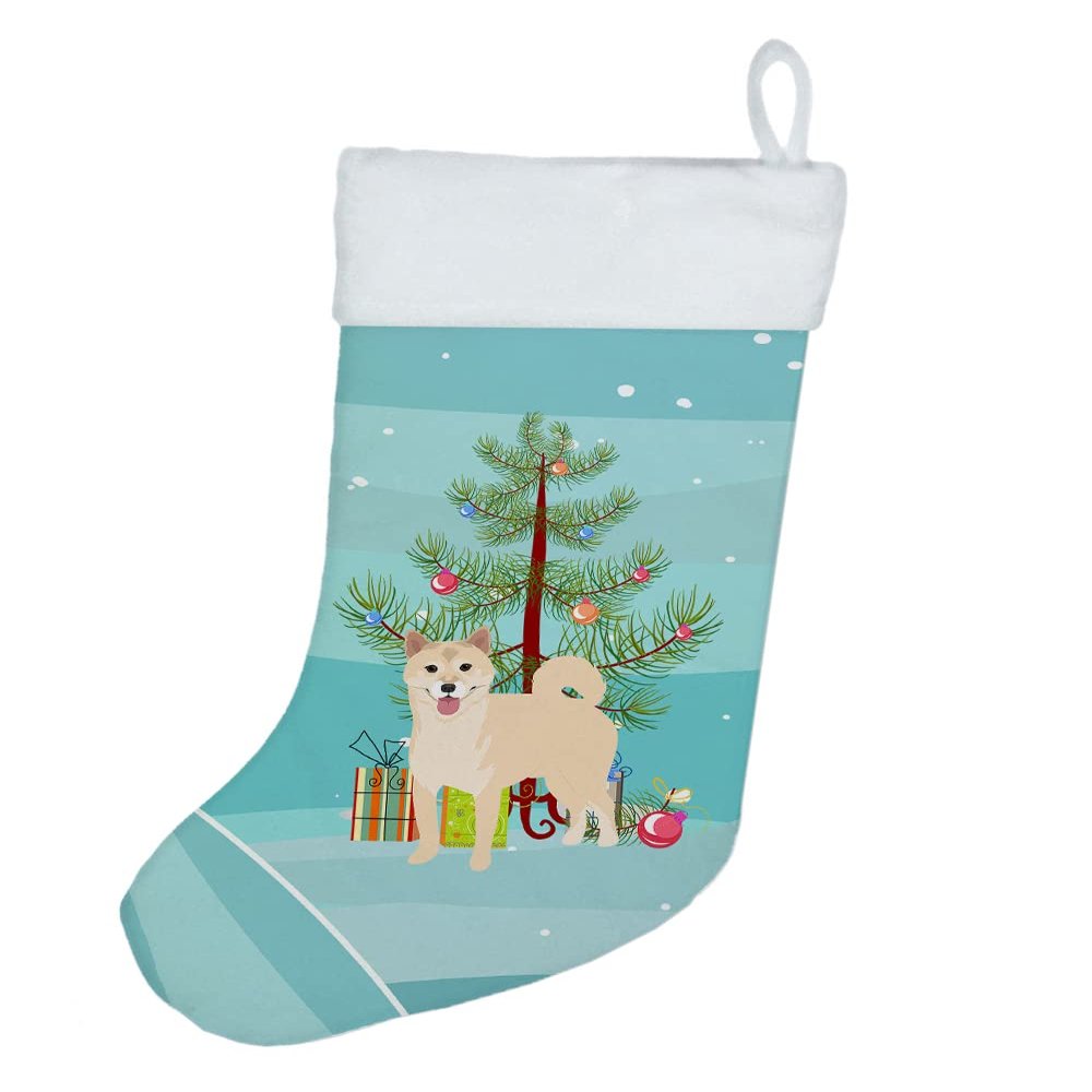 Caroline's Treasures WDK3159CS Shiba Inu Cream #1 Christmas Christmas Stocking Fireplace Hanging Stockings Christmas Season Party Decor Family Holiday Decorations