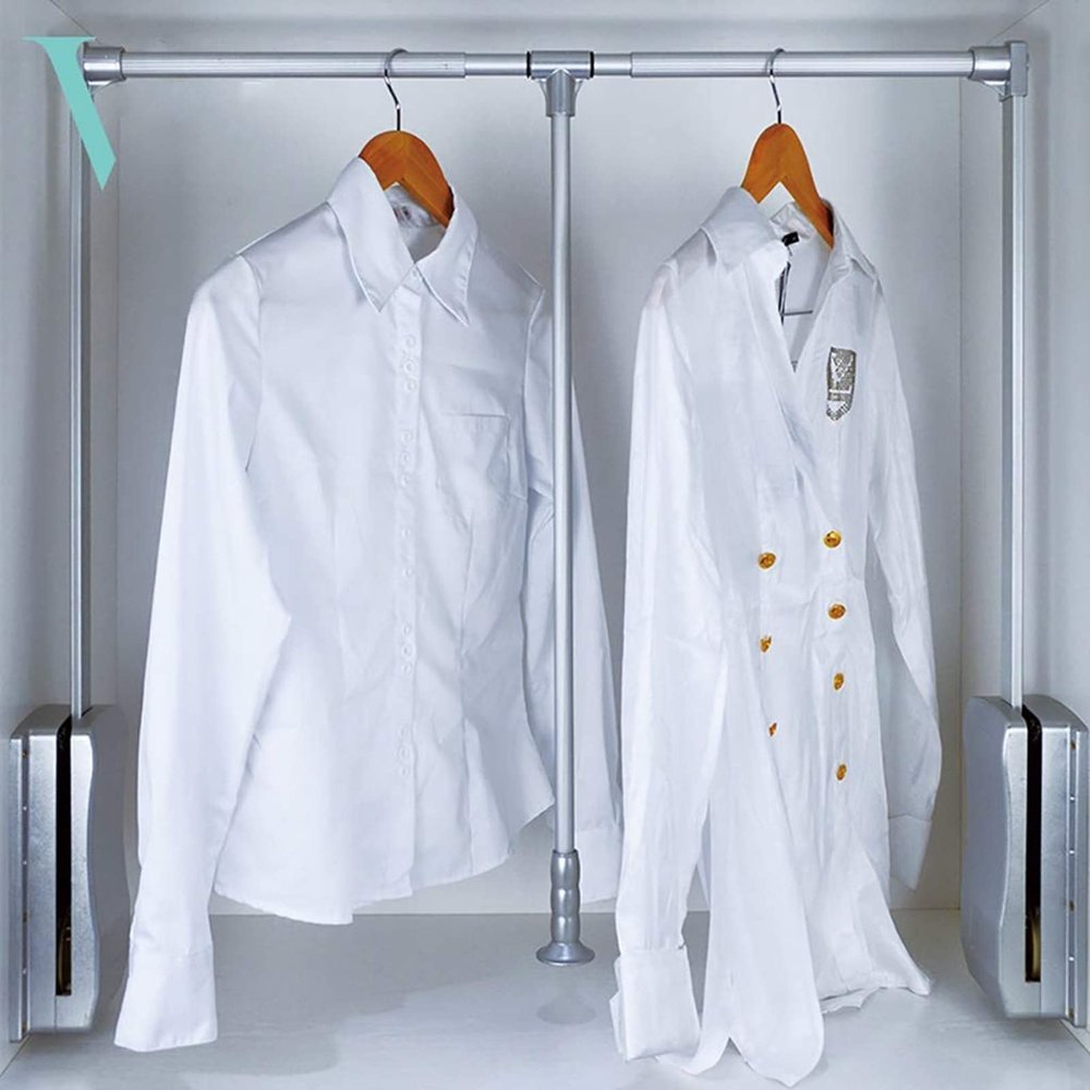CHALKE Pull Down Closet Track,Width Adjustable Hydraulic Cushion Storage System Pull Down Clothes Rack,Space Saving Storage System,Load 20KG (Size : 830-1150mm)