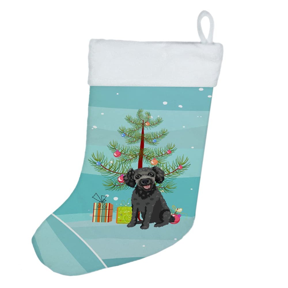 Caroline's Treasures WDK3129CS Poodle Toy Grey Christmas Christmas Stocking Fireplace Hanging Stockings Christmas Season Party Decor Family Holiday Decorations