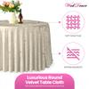 WedDecor Premium Crushed Velvet Tablecloth, 90" x 90" Champagne Round Dining Glitz Soft Fabric Tablecover for Kitchen Wedding Banquet & Special Events Party Table Decoration, Pack of 1 view 4