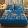 FCLDESHOP 4 Way Stretchy Bed Sheets,Autumn Winter Cartoon Print Coral Fleece Bedding Sheets, Deep Pocket Mattress Protector Pillowcases for Kids Room,Navy Blue,180 * 200cm (3pcs) view 1