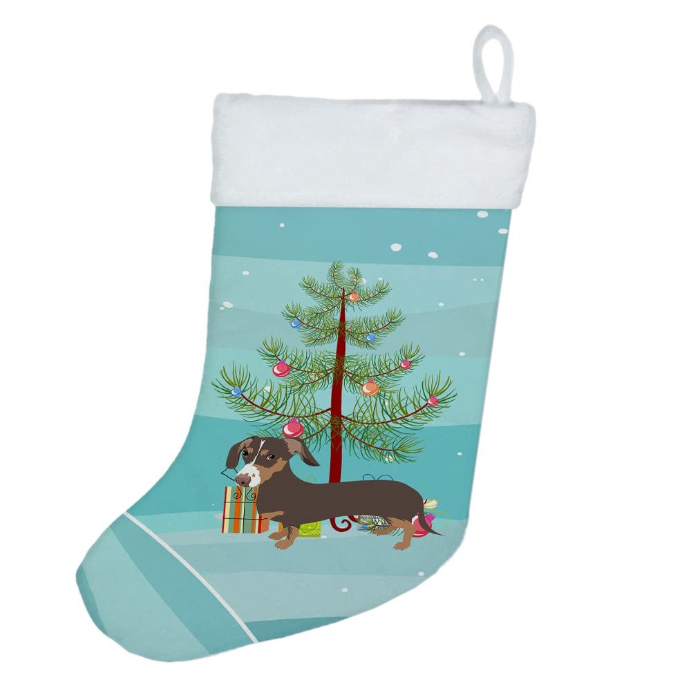 Caroline's Treasures WDK2990CS Dachshund Chocolate and Tan Christmas Christmas Stocking Fireplace Hanging Stockings Christmas Season Party Decor Family Holiday Decorations