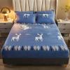 FCLDESHOP King Fitted Sheet,Autumn Winter Cartoon Print Coral Fleece Bedding Sheets, Deep Pocket Mattress Protector Pillowcases for Kids Room,Blue,180 * 220cm (3pcs) view 1