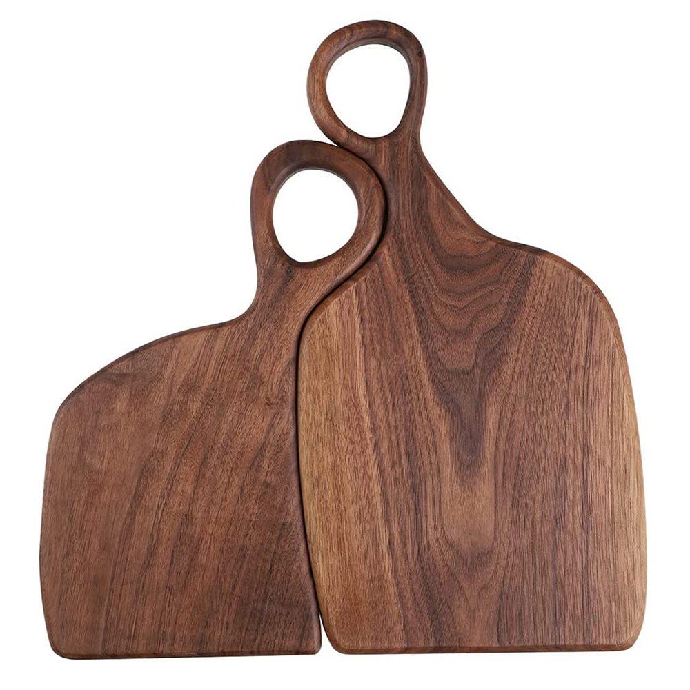 AXUYU Perfect Anniversary, Wedding, Housewarming Gifts for The Couple Cutting Board 2pcs Black Walnut Wood Cutting Board Set with Handle Decorative Serving Charcuterie Board for Kitchen