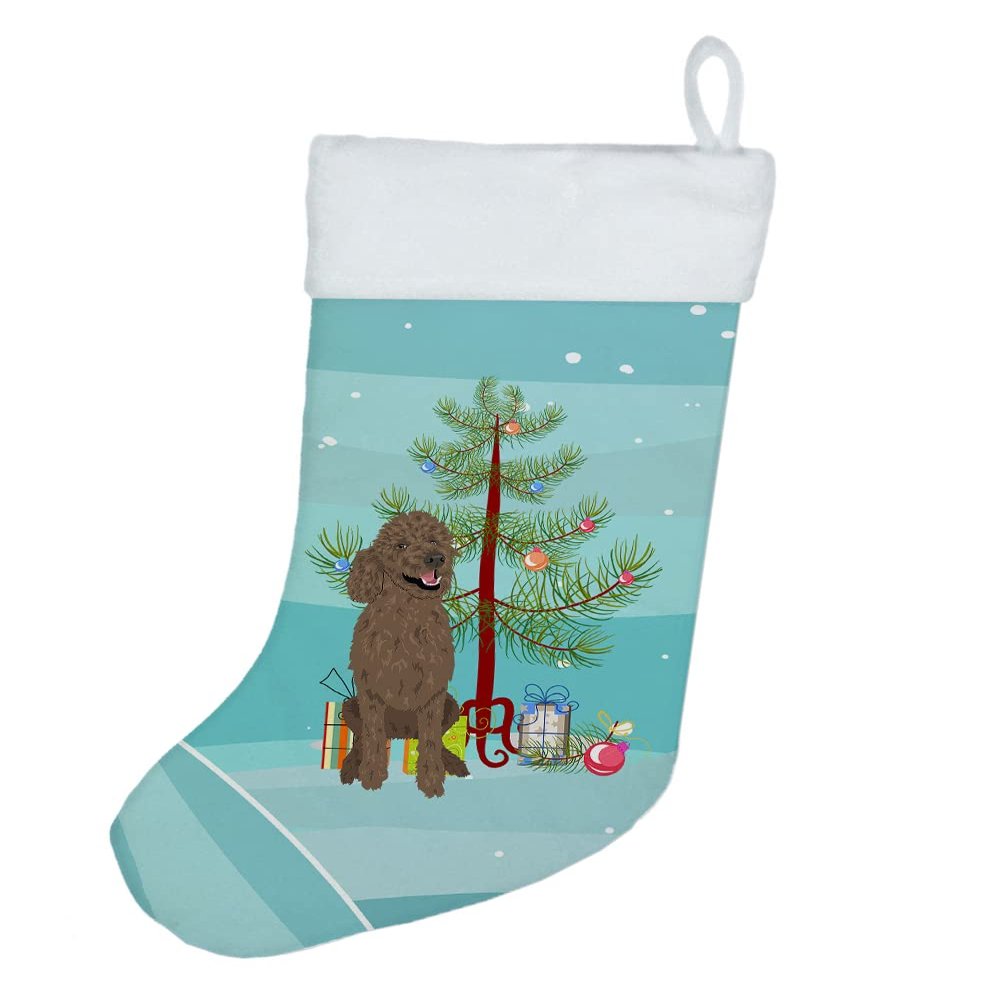 Caroline's Treasures WDK3120CS Poodle Standard Brown Christmas Christmas Stocking Fireplace Hanging Stockings Christmas Season Party Decor Family Holiday Decorations