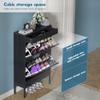 Brafab Shoe Cabinet, Shoe Rack Storage Organizer with 2 Flip Drawers, Natural Rattan Weave Shoe Storage Cabinet for Sneakers, Slippers (Black) view 3