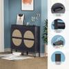 Brafab Shoe Cabinet, Shoe Rack Storage Organizer with 2 Flip Drawers, Natural Rattan Weave Shoe Storage Cabinet for Sneakers, Slippers (Black) view 4