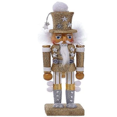 DIGS-N-GIFTS Christmas Nutcracker Decoration Hollywood Nutcracker Soldier 10.5 Inch Gold
