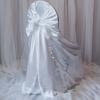 Efavormart White Chair Covers for Party 100 PCS Satin Self Tie Universal Banquet Wedding Folding Chair Cover for Dining Chairs Washable Slipcovers for Outdoors Events view 1
