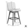 Armen Living Basila Modern Farmhouse 30" Seat Height Swivel Bar Stool for Kitchen Island Counter in Brown Oak Wood with Beige Fabric view 3