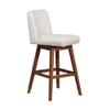 Armen Living Basila Modern Farmhouse 30" Seat Height Swivel Bar Stool for Kitchen Island Counter in Brown Oak Wood with Beige Fabric view 4