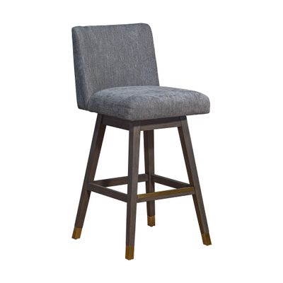 Armen Living Basila Modern Farmhouse 30" Seat Height Swivel Bar Stool for Kitchen Island Counter in Gray Oak Wood with Gray Fabric