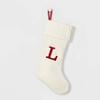Wondershop Target Christmas Knit Winter White Stocking Monogram Letter L Measures 20" view 3