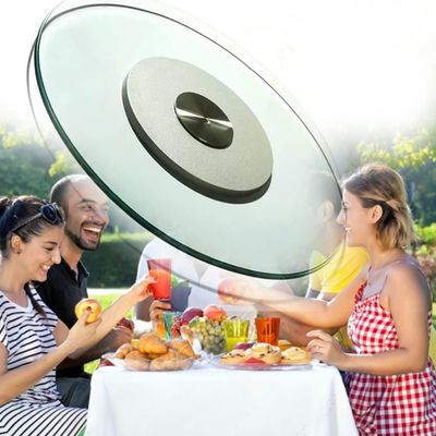 DIBAKO Table Turntable,32"34" 36" Diameter Lazy Susan Serving Tray,Large Tempered Glass Rotating Tray,Kitchen Spinning Serving Plate,Explosion-proof (Size : 85cm/34in)