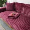 XSlive Flannel Sofa Cover Couch Covers Soft Cozy Plush Plaid Quilted Sectional Couch Cover Anti-Slip Sofa Slipcover for Dogs Cats Pet Love Seat Recliner Cover, 1 Piece (WineRed,43"x63") view 1