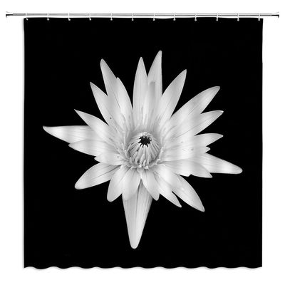 ASVEAS Black and White Flower Shower Curtain Elegant Floral on Black Background Modern Simple Unique Design Art Women Girls Fabric Bathroom Decor Set with Hooks59" Wx70 H