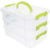 3-Tier Stackable Storage Container Box Handled Organizer Storage Box Stackable Carry Box with Removable Tray Transparent Storage Case Stack Carry Storage Box view 1
