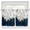 Abstract Navy Blue Kitchen Curtain 45 Inch Length, Small Short Cafe Tiers Curtains Drape, Geometric Modern White Painting Color, 2 Panel Window Treatment Rod Pocket Drapery Panels Curtains 55x45 view 1