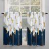 Abstract Navy Blue Kitchen Curtain 45 Inch Length, Small Short Cafe Tiers Curtains Drape, Geometric Modern White Painting Color, 2 Panel Window Treatment Rod Pocket Drapery Panels Curtains 55x45 view 3