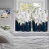 Abstract Navy Blue Kitchen Curtain 45 Inch Length, Small Short Cafe Tiers Curtains Drape, Geometric Modern White Painting Color, 2 Panel Window Treatment Rod Pocket Drapery Panels Curtains 55x45 view 4