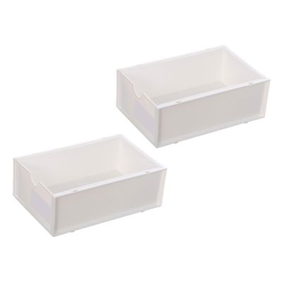 Zerodeko 2pcs Type Desktop Storage Box Multi-purpose Organizer for Makeup Stationery and Sundries Tidy Your Desk Stylish White Storage