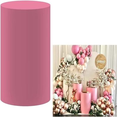 FiVan Pink Cylinder Cover for Baby Birthday Party Newborn Baby Shower Baptism Communion Christening Elastic Plinth Cover Decoration Pedestal Cover
