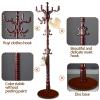 Standing Coat Rack Coat Tree Freestanding Wooden Coat Rack Modern Coat Racks Office Coat Stand for Hat Purse Corner Entryway (black red) view 3