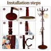 Standing Coat Rack Coat Tree Freestanding Wooden Coat Rack Modern Coat Racks Office Coat Stand for Hat Purse Corner Entryway (black red) view 4