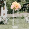 1Pcs Acrylic Clear Wedding Flower Stand Vase Stand Geometric Column Wedding Party Decor Centerpiece Wedding Column Pillar Square Props for Home Wedding Party Table Centerpiece (1pcs, 31in Tall) view 2