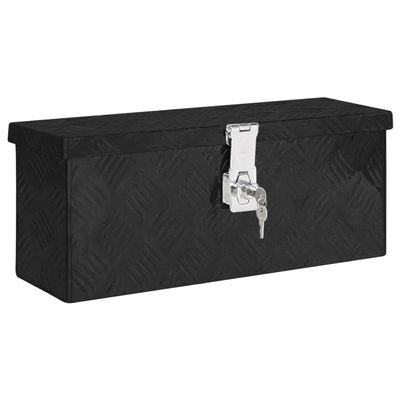 vidaXL Black Aluminum Storage Box  19.7"x5.9"x8.1"  Lightweight, Durable, and Rust-Resistant with Locking System for Safe Transport and Storage of Tools and Gear.